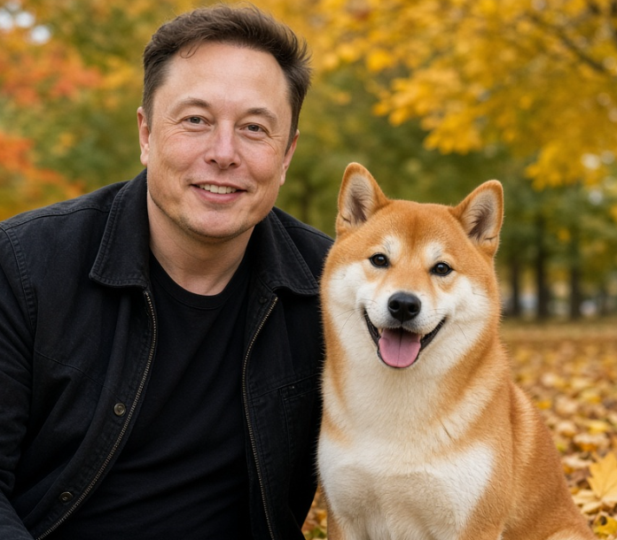 Elon with Bailey the dog
